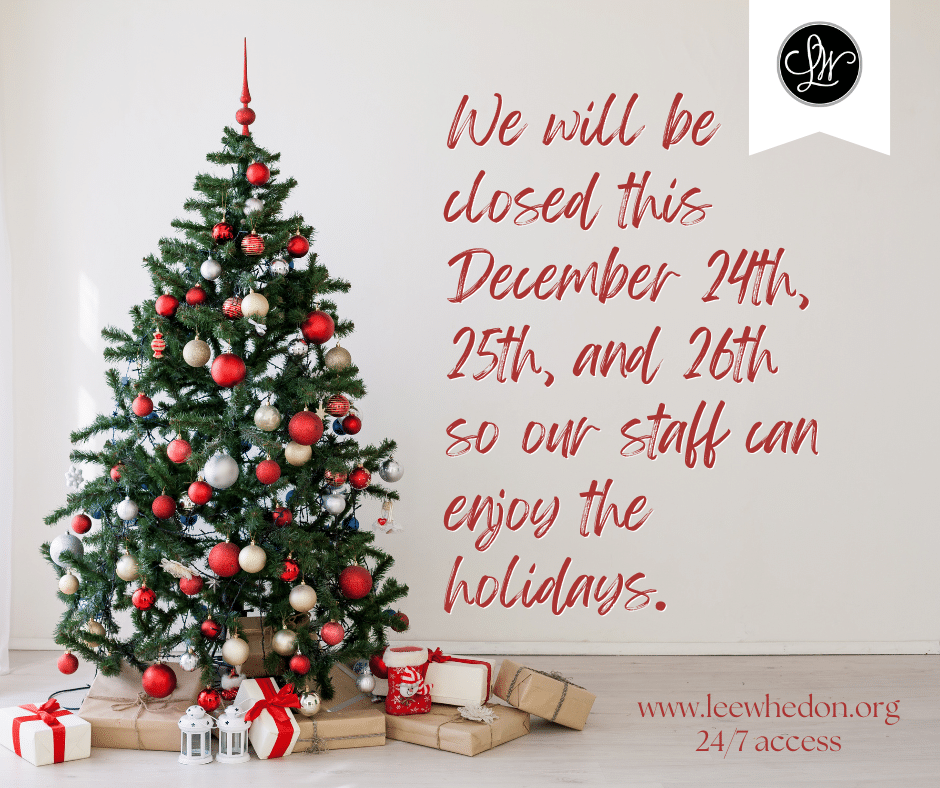 We will be closed this December 24th, 25th, and 26th so our staff can enjoy the holidays.